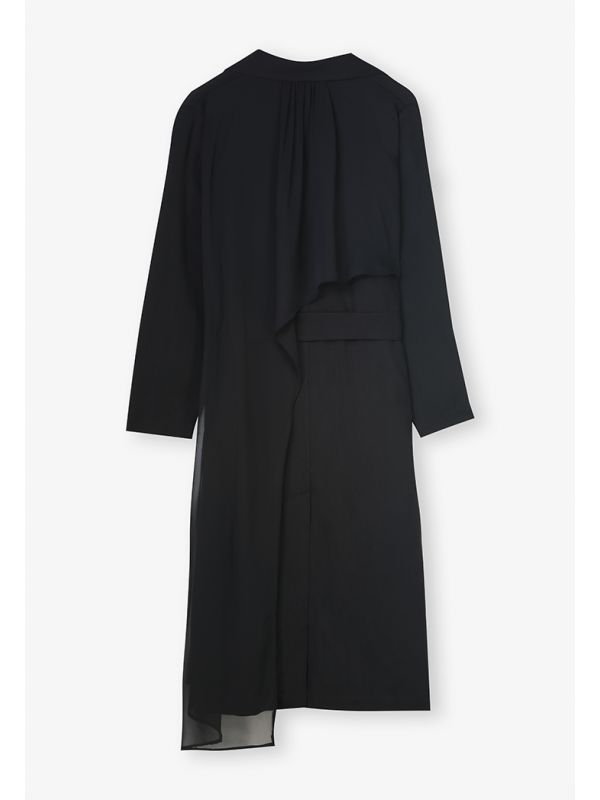 Solid Long Sleeves Belted Maxi Jacket