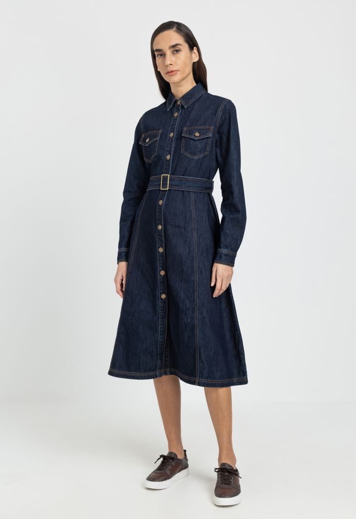 Belted Denim Shirt Dress