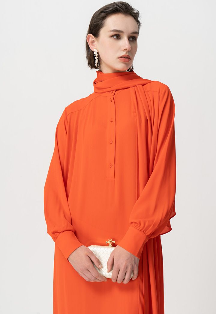 Mandarin collar maxi dress 2025