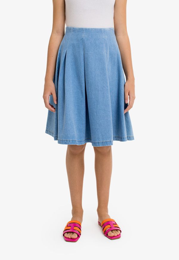 Long flowy hot sale denim skirt