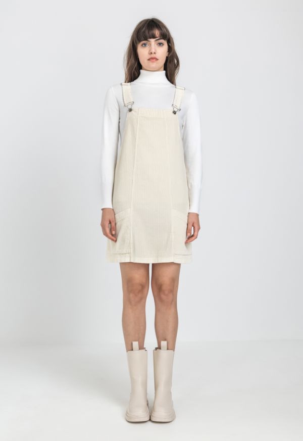 Solid Corduroy Dungaree Dress