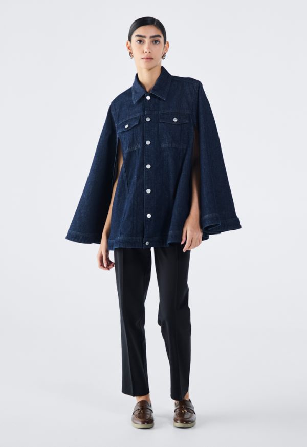 Denim cheap jacket cape