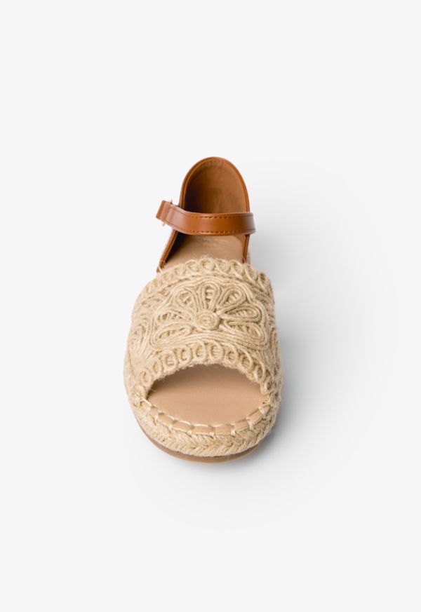 Open Toe Woven Faux Straw Sandals