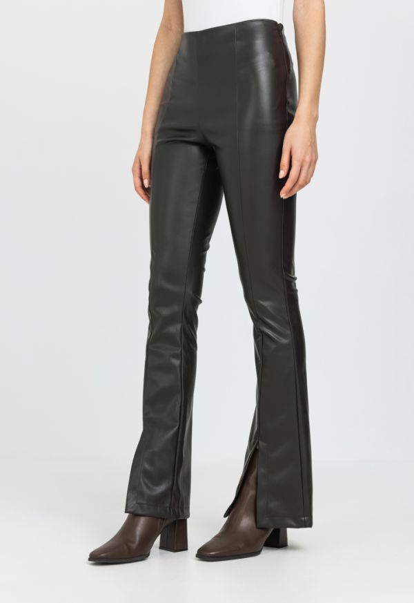 Black Leather 5 Pocket Slim Pants – SPRWMN