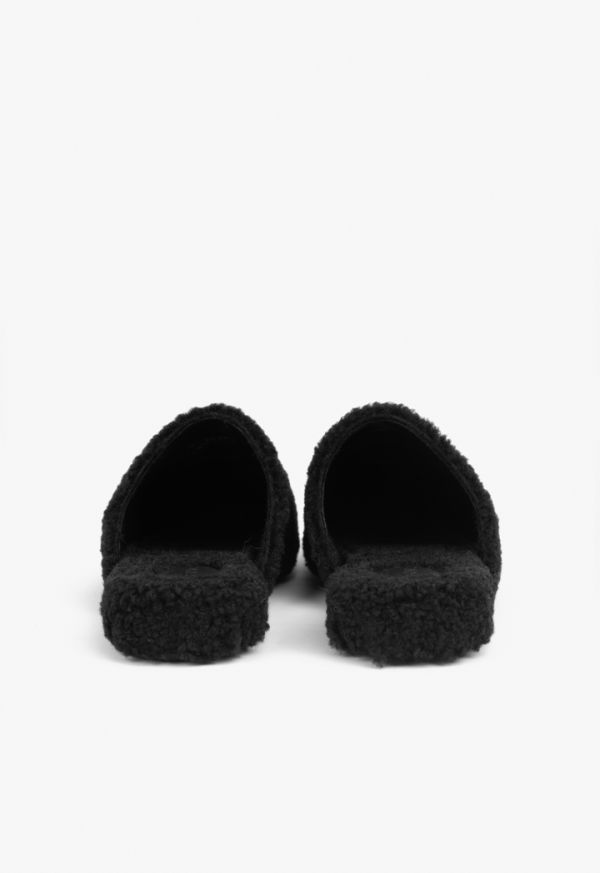 Embellished Shearling Mules Slippers