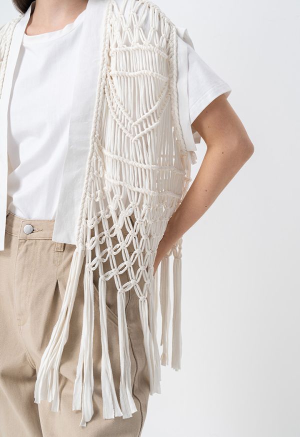 Tassel Fringe Open Vest Cardigan