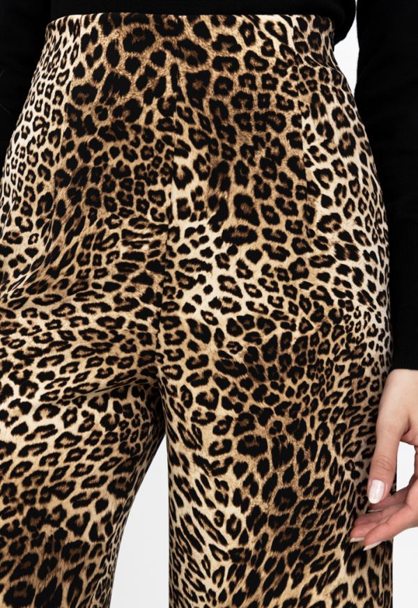 Leopard Printed Wide Leg Pants