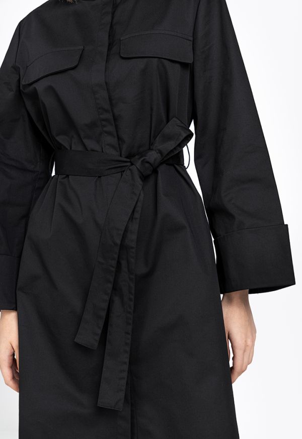 Solid Belted Midi Shirt Dress