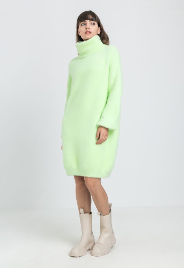 Lime green turtleneck on sale dress