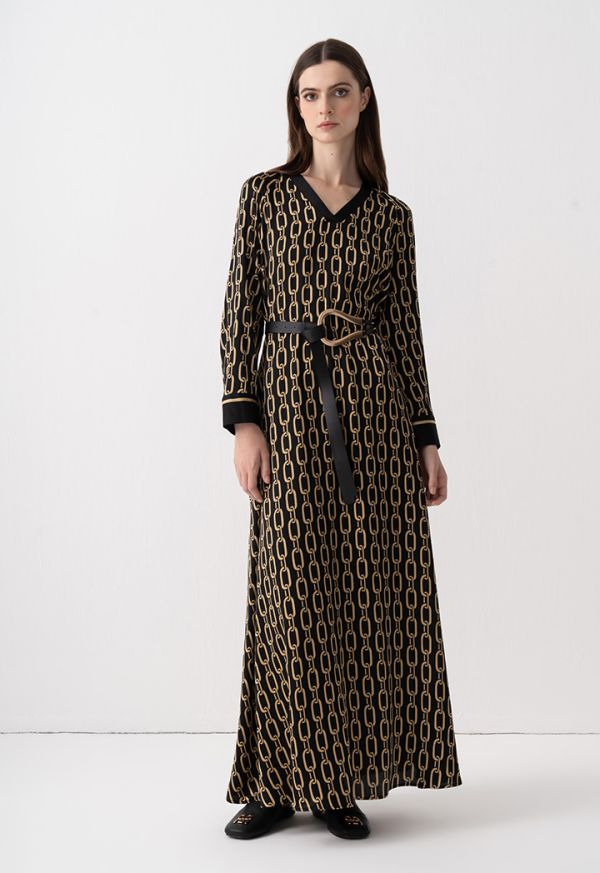 Chain print maxi outlet dress