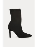 Solid Velvet Sock Fit Pointed Toe Boots -Sale