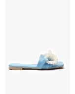 Pearly Linked PU Leather Slides -Sale