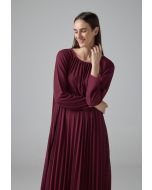 Long Sleeve Pleated Maxi Dress