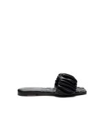 Quilted Ruched Faux Leather Flat Mule Sandal -Sale