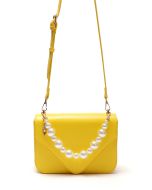 Solid Flap Pearl Handbag -Sale
