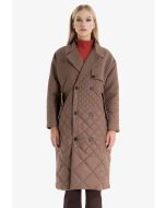 Allover Quilted Double Breasted Midi Coat -Sale