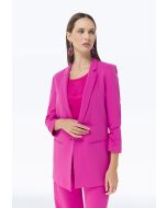 Classic Solid Blazer With Faux Pockets -Sale