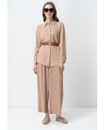 Pleated Wide Leg Solid Culottes