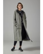 Solid Full-Zip Double-Sided Hooded Trench Coat