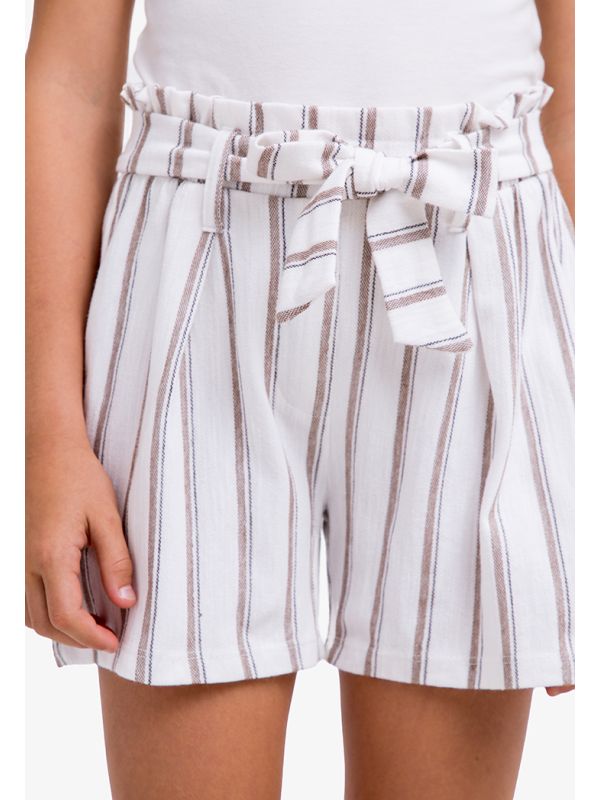 striped tie waist shorts