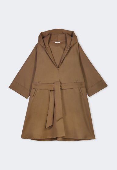 Hooded Belted Cashmere Coat