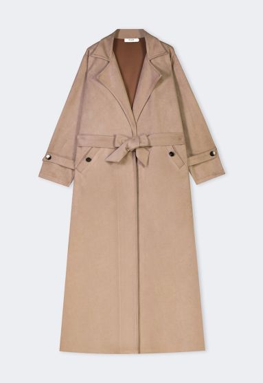 Notched Collar Suede Coat