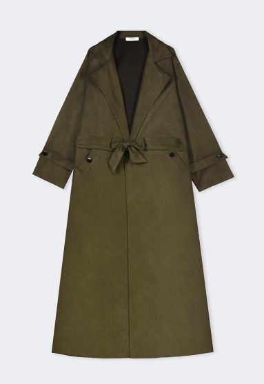 Notched Collar Suede Coat