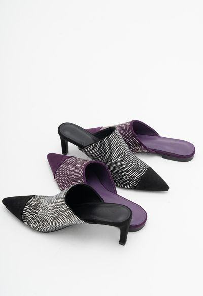 ハイヒール/パンプスCrystal Embellished Pointed Mules - ハイヒール