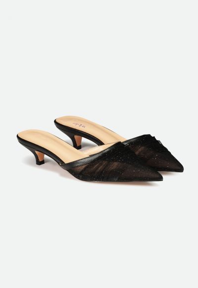 pointed toe kitten heel mules