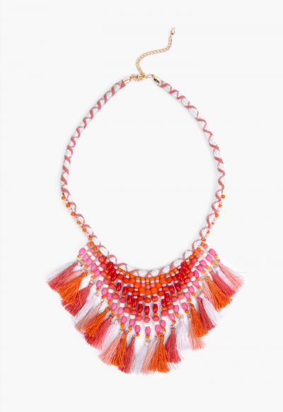 Coral hot sale tassel necklace