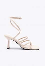 Square Toe Criss Cross Strap Tie Up Strap Sandals