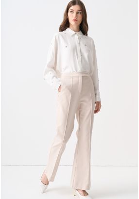 Flared Leg Mid Waist Trouser