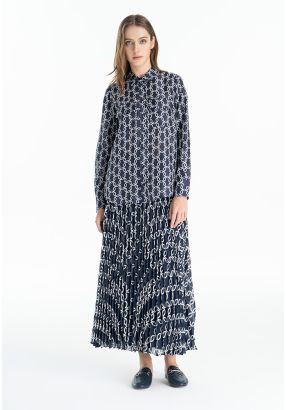 Pleated Printed Flowy Maxi Skirt -Sale
