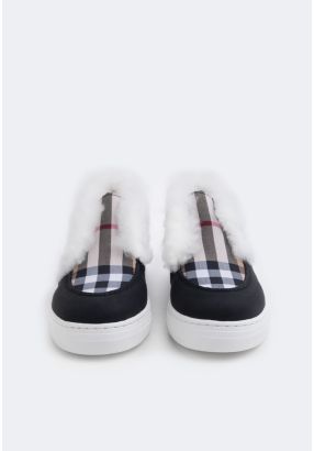 Faux Fur Checkered Flats