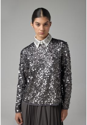 Long Sleeve Sequin Blouse 