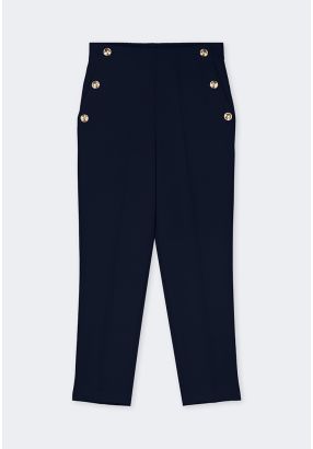 Gold Buttons Embellished Trousers