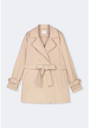 Double Breasted Textured Trench Coat