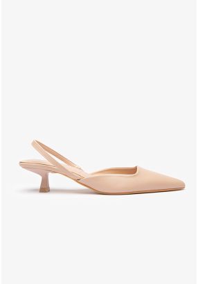 Solid PU Leather Slingback Pumps -Sale