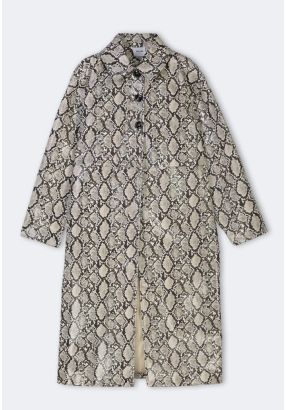 Snake Print Faux-Leather Coat