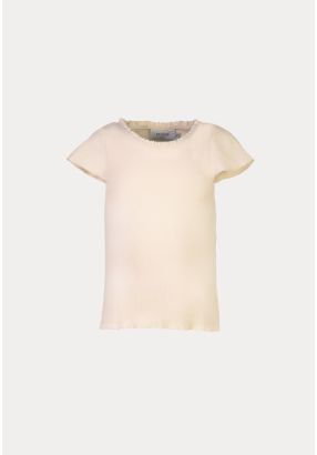 Solid Lace Trim Cap Rib Blouse -Sale