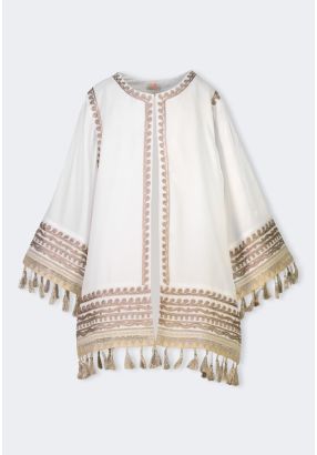 Embroidered Lurex Tassels Gilet