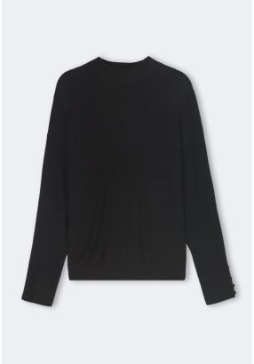 High Round Neck Knitted Basic Blouse