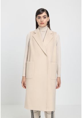 Notched Collar Sleeveless Coat