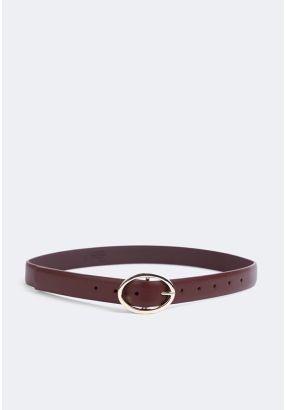 Round Buckle Solid Belt