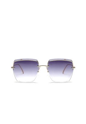 Semi Rimless Extended Lens Elegant Sunglasses