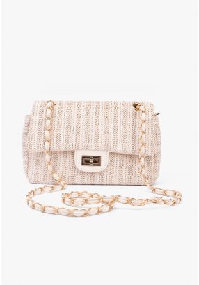 Solid Woven Satchel Bag