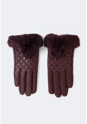 Rabbit Hair Quilted Gloves