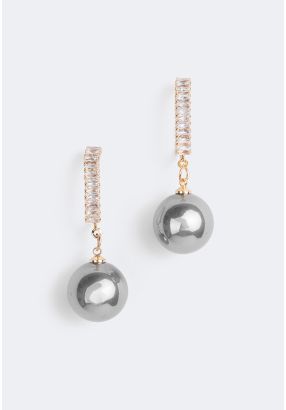 Faux Pearls and Crystal Drop Earrings