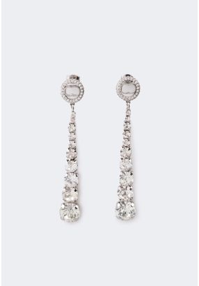 Square Cut Crystal Long Earrings