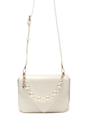 Solid Flap Pearl Handbag